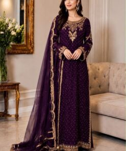 Haris Shakeel HS-992 fully embroidered luxury chiffon 3 piece suit with spangle work