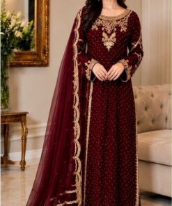 Haris Shakeel HS-995 luxury chiffon heavy embroidered 3 piece suit with spangle work