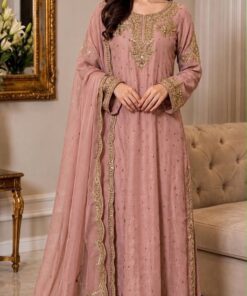 Haris Shakeel HS-994 designer chiffon party wear suit with dyed malai trouser