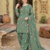 Close-up of BR-130 Embroidered Dhanak Trouser for Women