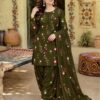 BR-125 Unstitched Winter Dhanak Embroidered 3-Piece Suit Front View by Abu Hurairah Fabrics
