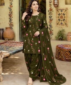 BR-125 Unstitched Winter Dhanak Embroidered 3-Piece Suit Front View by Abu Hurairah Fabrics 