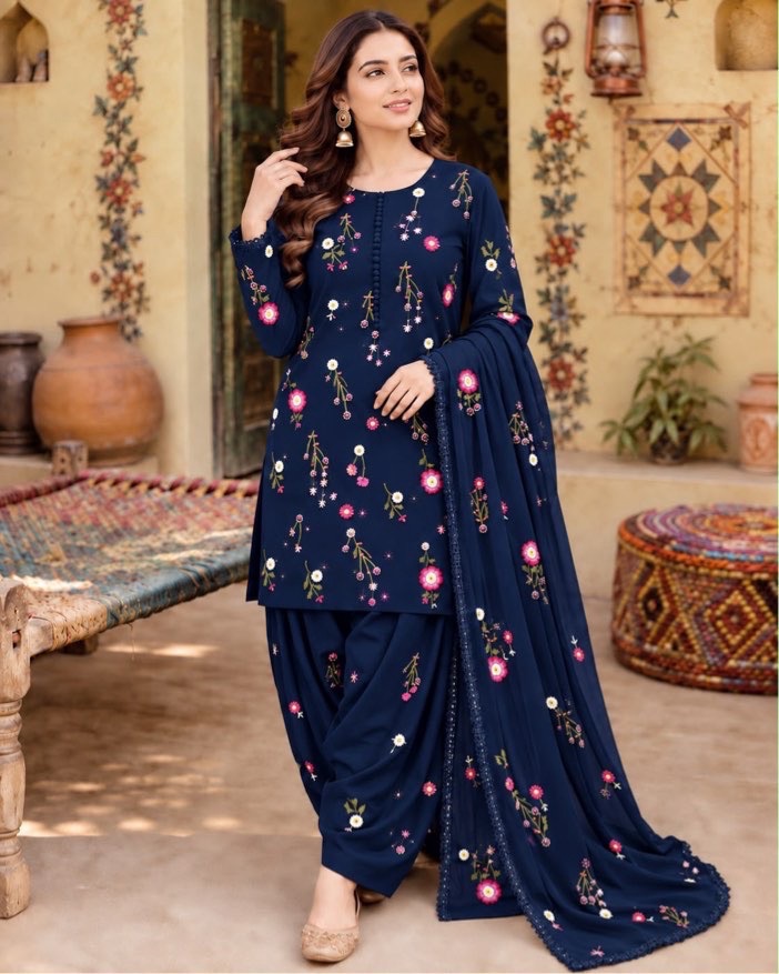 Full View of BR-127 Unstitched 3-Piece Winter Suit for Women