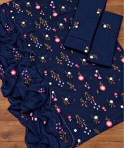 Detailed View of Embroidered Dhanak Sleeves BR-132 Abu Hurairah Fabrics