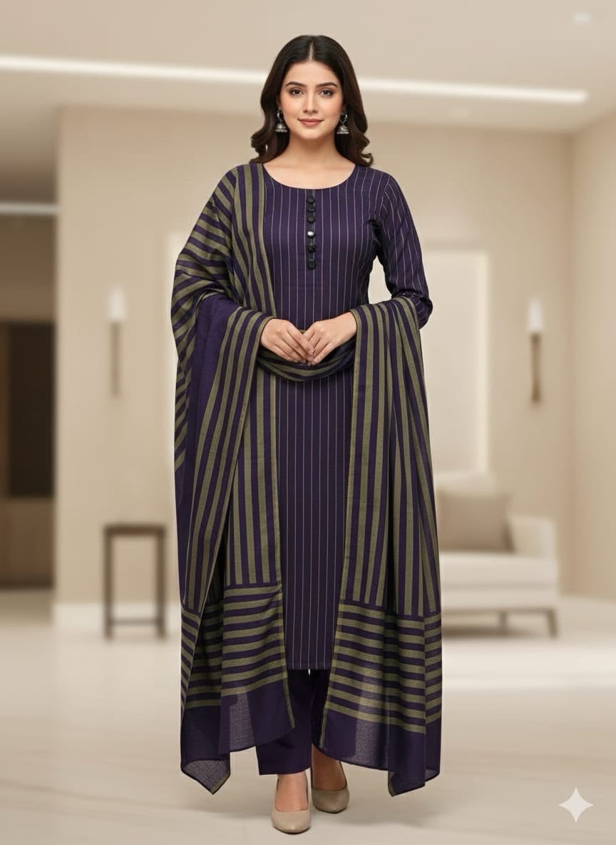 Abu Hurairah Fabrics exclusive winter check dress featuring a Khaddi Susi unstitched dupatta.