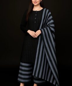 Unstitched 3 piece Multani suit PR-128 showing premium winter Khaddi check material.