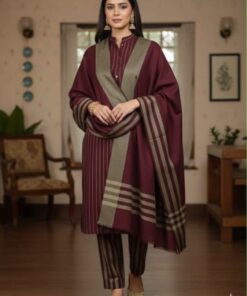 Authentic Multani Khaddi Susi check style trouser fabric for cozy women's winter wear.
