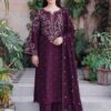 Detailed sleeve embroidery of winter dhanak luxury suit on discount in Pakistan.