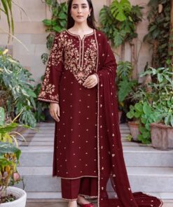 Embroidered shirt and plain trouser of Batik DHK-736 winter luxury collection sale. 