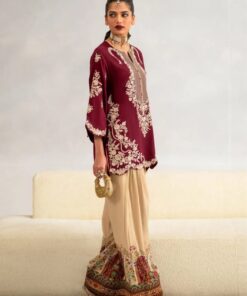 Ethnic DN-362 heavy embroidered dhanak winter shirt with premium printed silk trouser
