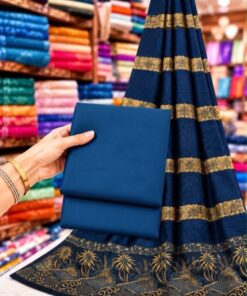 Close-up of premium plain Marina Dhanak fabric for ladies winter wear 