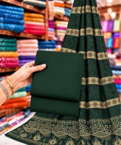 Women's unstitched winter suit PR-134 featuring plain Marina Dhanak base 