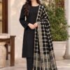 Elegant winter fashion unstitched Dhanak suit with pashmina wool shawl 