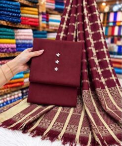 Elegant 3 piece unstitched winter collection dress by Abu Hurairah Fabrics 