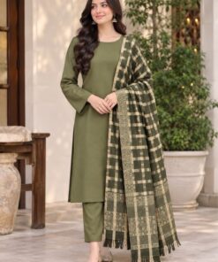 Premium quality unstitched Dhanak Marina 3 piece winter suit for ladies 