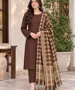 Beautifully draped acrylic pashmina wool shawl of a 3 piece winter suit 