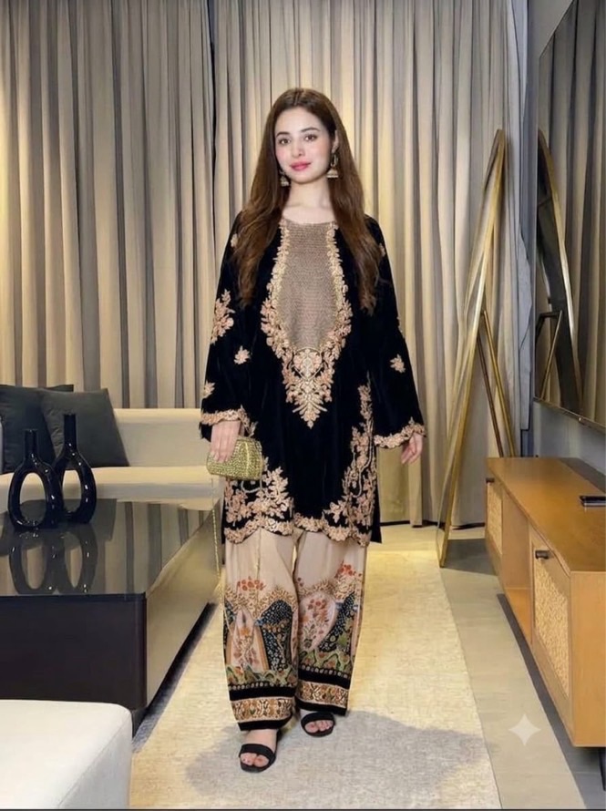 Ethnic NT-1034 luxury embroidered unstitched silk suit by Abu Hurairah Fabrics