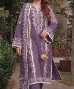 Abu Hurairah Fabrics Exclusive Winter Dhanak 3 Piece Embroidered Dress 