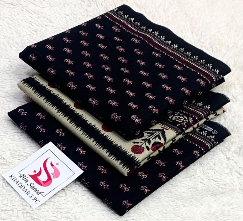 Bin Saeed Khaddar Signature Printed Ladies 3 Piece Suit by Abu Hurairah Fabrics