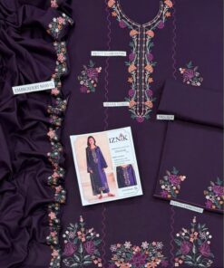 Luxurious winter woolen shawl draped with Baroque DHK-757 embroidered suit 