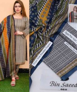 Original Bin Saeed 3 piece unstitched khaddar suit winter collection 2026 at Abu Hurairah Fabrics 