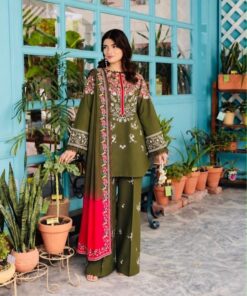 Pezwan DHK-761 deep winter dhanak embroidered shirt with wool printed shawl detail