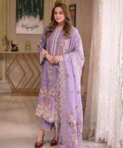 Heavy embroidered front and sleeves pure Dhanak winter suit with ready to wear shawl