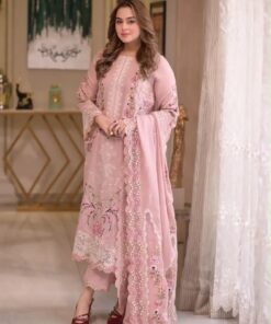 Aneela's DHK-779 luxury heavy embroidered pure dhanak winter suit with finished shawl