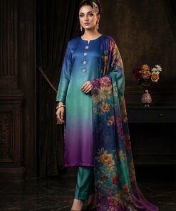 Ethnic NT-1038 3 Piece Shamooz Silk Suit front look with intricate digital print patterns 