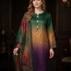 Detailed back view of the Ethnic NT-1038 digital printed silk shirt by Abu Hurairah Fabrics 