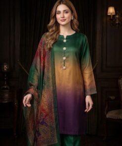 Detailed back view of the Ethnic NT-1038 digital printed silk shirt by Abu Hurairah Fabrics 