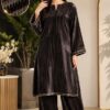High quality wide width velvet suit designed for women winter fashion