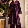 Premium Indian chamki velvet two piece unstitched suit by Abu Hurairah Fabrics