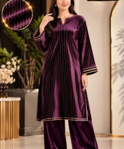 Premium Indian chamki velvet two piece unstitched suit by Abu Hurairah Fabrics