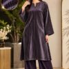Timeless winter velvet fashion offering comfortable wide width fabric
