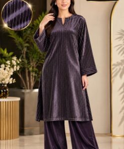 Timeless winter velvet fashion offering comfortable wide width fabric