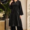 Timeless winter velvet fashion offering comfortable wide width fabric