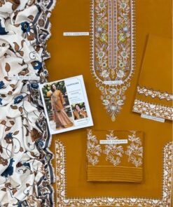 Baroque DHK-752 3 piece luxury winter dress with Pashmina woolen shawl
