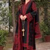 Aneela's DHK-769 winter dhanak dress with heavy front embroidery and printed wool shawl